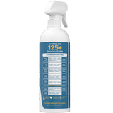 White spray bottle of Kids 'N' Pets stain and odor remover with blue label listing 125+ tough stains and enzyme-powered clean